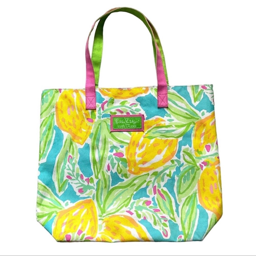 Lilly Pulitzer Estee Lauder Womens Tote Lilly's Lemon Print Bag Carryall